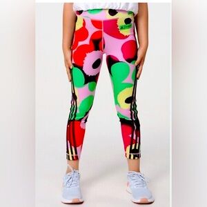 adidas Kids Colorful Patterned Leggings - Red, Green, Pink